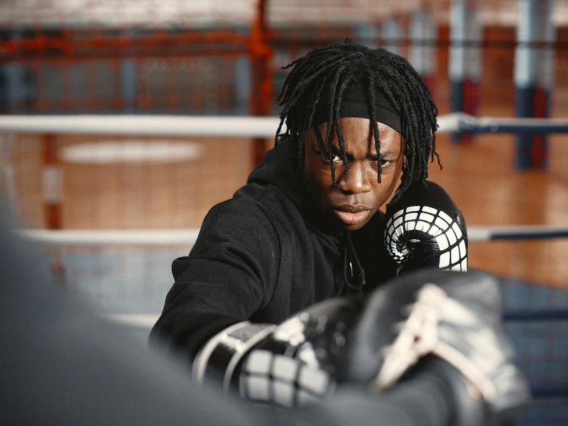 Close up of a man focusing before training session.